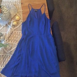 Express chiffon cobalt blue fit and flare dress
